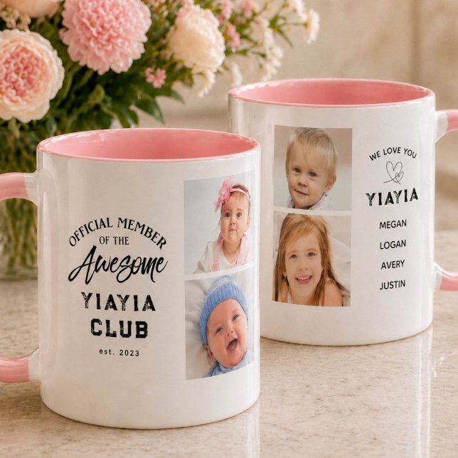 Photo Collage Awesome YIAYIA Mug Mugg (Skapare uppladdad)