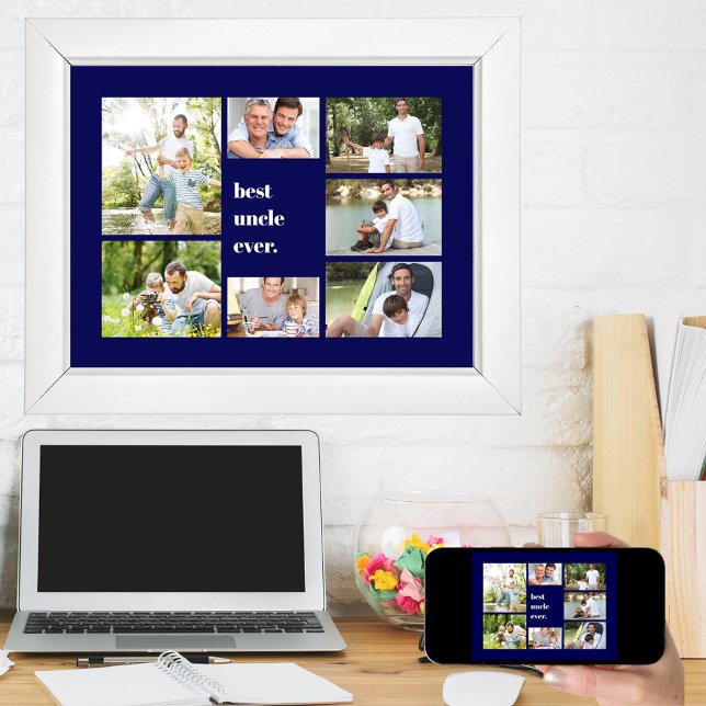 Photo Collage Best farbror Aldrig Navy Blue Poster (Skapare uppladdad)