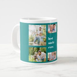 Photo Collage Best farbror Aldrig Teal and White Jumbo Mugg