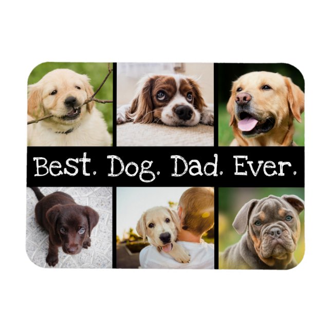 Photo Collage Best Hund Pappa någonsin i Black and Magnet (Horisontell)