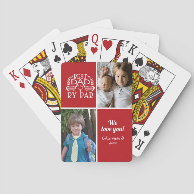 Photo Collage Best Pappa efter Par Fars dag Casinokort (Baksidan)