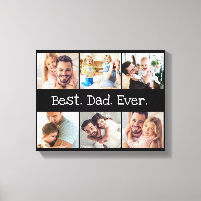 Photo Collage Best Pappa någonsin i svartvitt Canvastryck (Framsida)