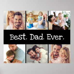 Photo Collage Best Pappa någonsin i svartvitt Poster