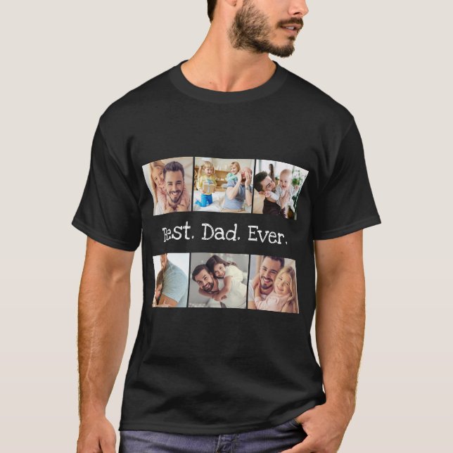 Photo Collage Best Pappa någonsin i svartvitt T Shirt (Framsida)