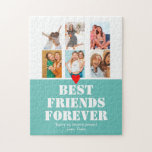 Photo Collage BFF Birthday Gift Anpassningsbar Tea Pussel<br><div class="desc">Photo Collage BFF Birthday Gift Anpassningsbar Teal</div>