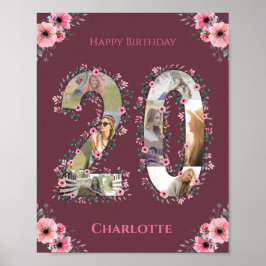 Photo Collage Big 20:e födelsedagstidningen Girl R Poster