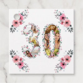 Photo Collage Big 30års födelsedag Rosa Flower Whi Gåvor Etiketter