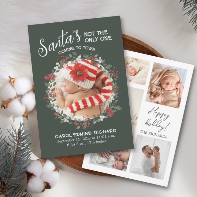 Photo Collage Birth Stats Helgdag Baby Shower Tack Kort (Skapare uppladdad)