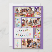 Photo Collage Birthday Card - Lila 7 Ramar