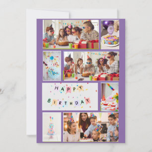 Photo Collage Birthday Card - Lila 7 Ramar Julkort