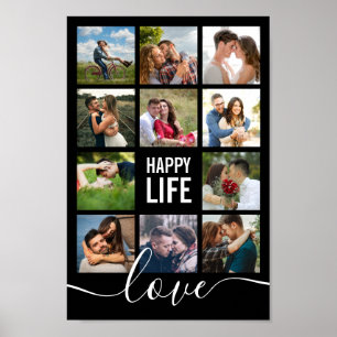 Photo Collage Black Bröllop Lycklig Life Poster