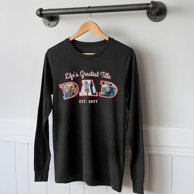 Photo Collage Bold Pappa Brev Fars dag Gift T Shirt (Photo Collage Bold Dad Letters Father's Day Gift Tri-Blend Shirt)