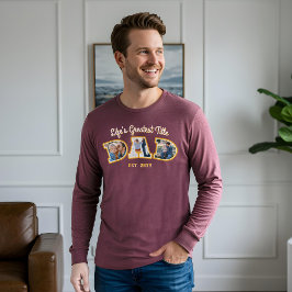 Photo Collage Bold Pappa Brev Fars dag Gift T Shirt