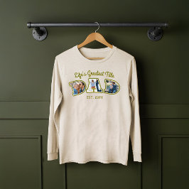 Photo Collage Bold Pappa Brev Fars dag Gift T Shirt