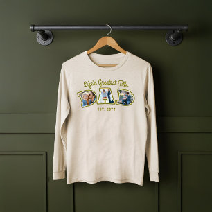 Photo Collage Bold Pappa Brev Fars dag Gift T Shirt