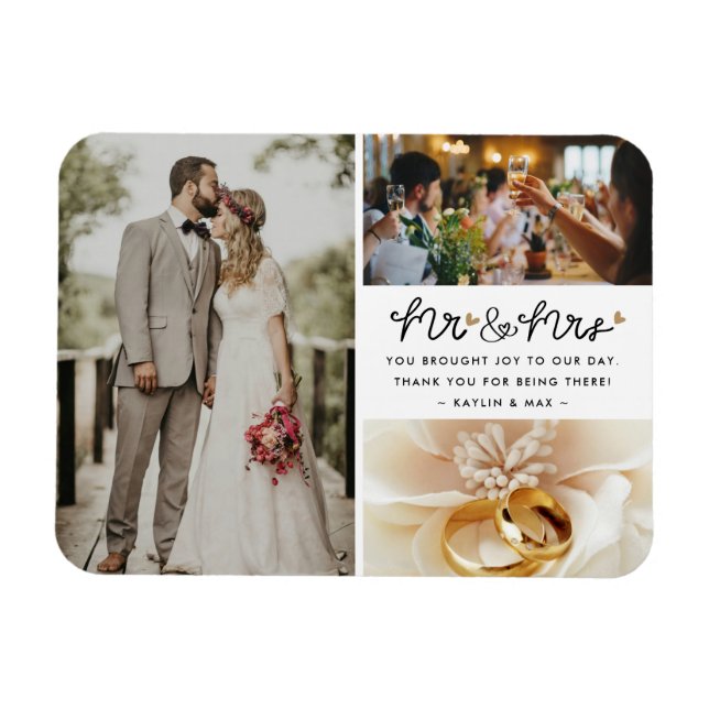 Photo Collage Bröllop Tack Magnet (Horisontell)