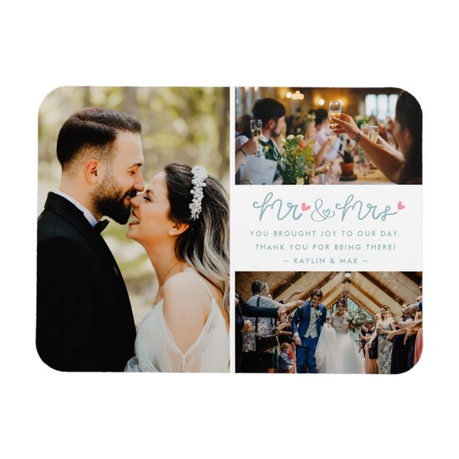 Photo Collage Bröllop Tack Magnet (Horisontell)