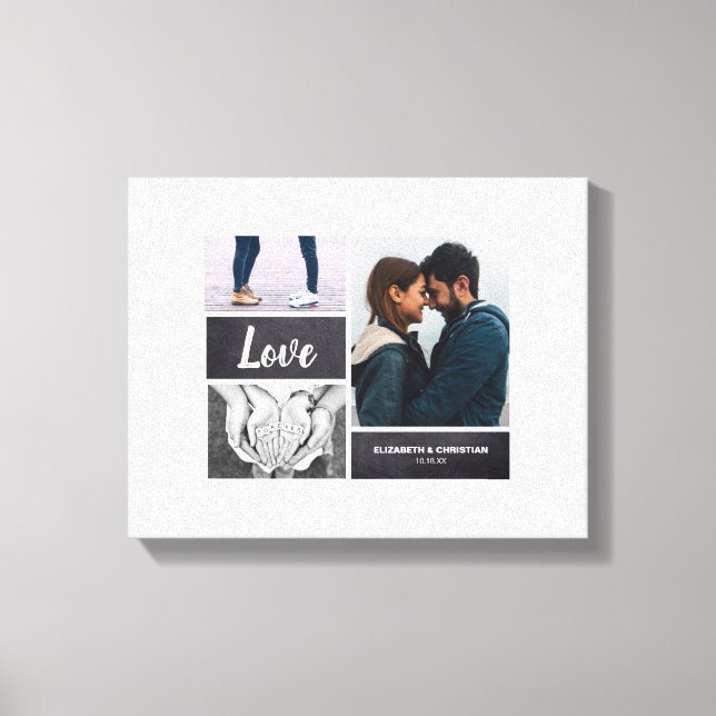 Photo Collage Bröllop-tecken och för Namnteckning Canvastryck (Framsida)