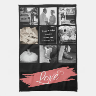 PHOTO COLLAGE Bröllop Vow Renewal-årsdagen Kärlek Kökshandduk
