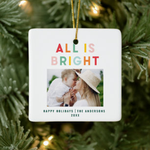 Photo collage christmas rainbow colorful ho julgransprydnad keramik