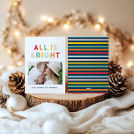 Photo collage christmas rainbow colorful ho julkort<br><div class="desc">Fotokollage christmas rainbow colorful rand all is bright roligt familje helgdag Collection</div>