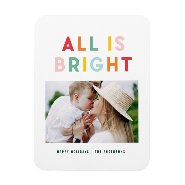Photo collage christmas rainbow colorful ho magnet (Vertikal)