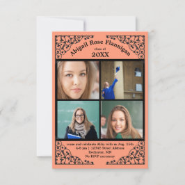 Photo Collage Coral Snöre - 3 x 5 Grad-meddelande Inbjudningar
