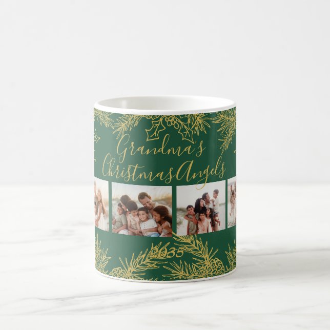 Photo Collage Custom Elegant Grandma's Christmas  Kaffemugg (Center)