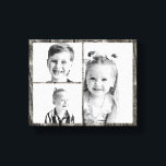 Photo Collage Dark Wood  Canvastryck<br><div class="desc">Photo Collage.  3 photos.  Customize.  Black Wood Background.  Black and white photo used in this image.</div>