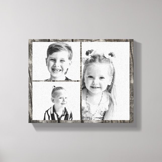 Photo Collage Dark Wood  Canvastryck (Framsida)