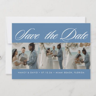 Photo Collage Dusty Blue Beach Wedding Spara Datumet