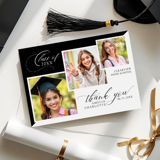 Photo Collage Elegant Graduation  Tack Kort (Skapare uppladdad)