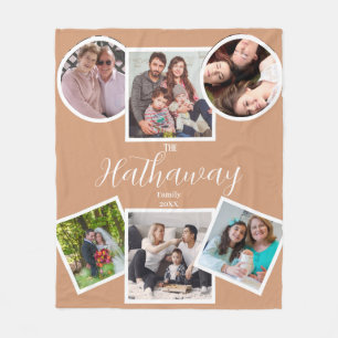 Photo Collage Family Memories Boho Modern Snyggt Fleecefilt