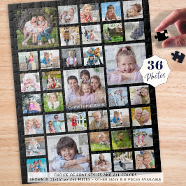Photo Collage Family Namn eller Title Black Pussel
