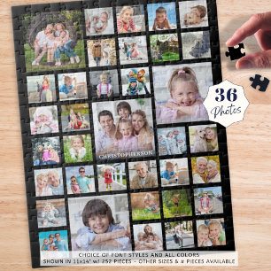 Photo Collage Family Namn eller Title Black Pussel
