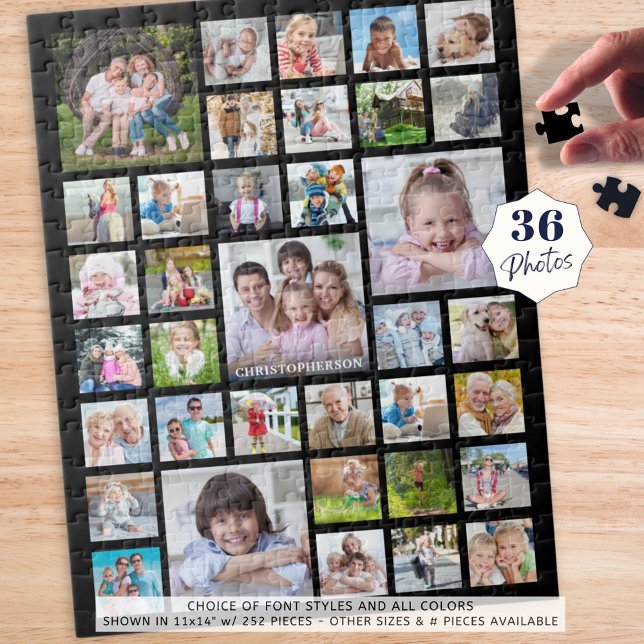 Photo Collage Family Namn eller Title Black Pussel (Skapare uppladdad)