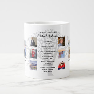 PHOTO COLLAGE Family Träd Birthday Milestones Gift Jumbo Mugg