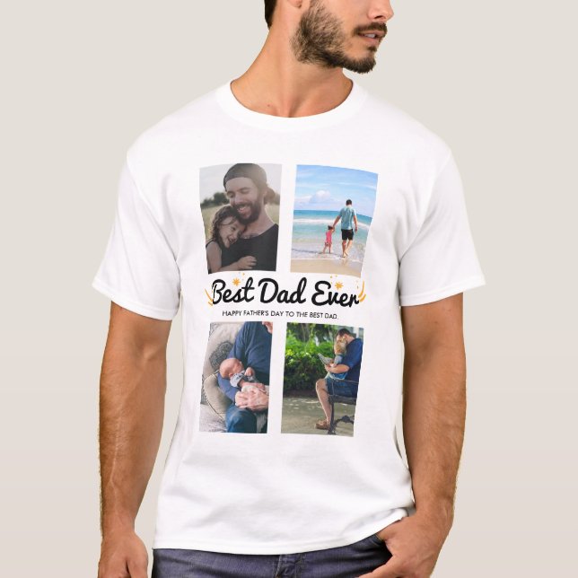 Photo Collage Fars dag Gift Best Pappa Anpassnings T Shirt (Framsida)