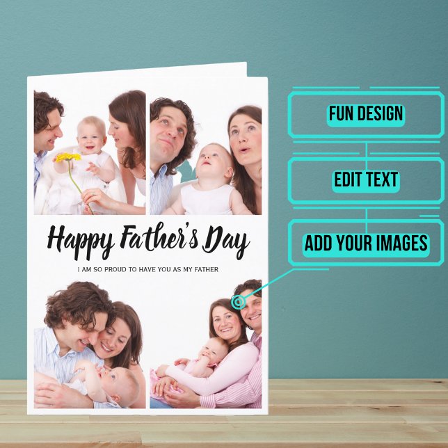 Photo Collage Fars dag Kort (Give dad this extra special card on Father's Day that let's you add a collage of fun photos.)