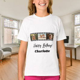 Photo collage film name birthday girl t shirt
