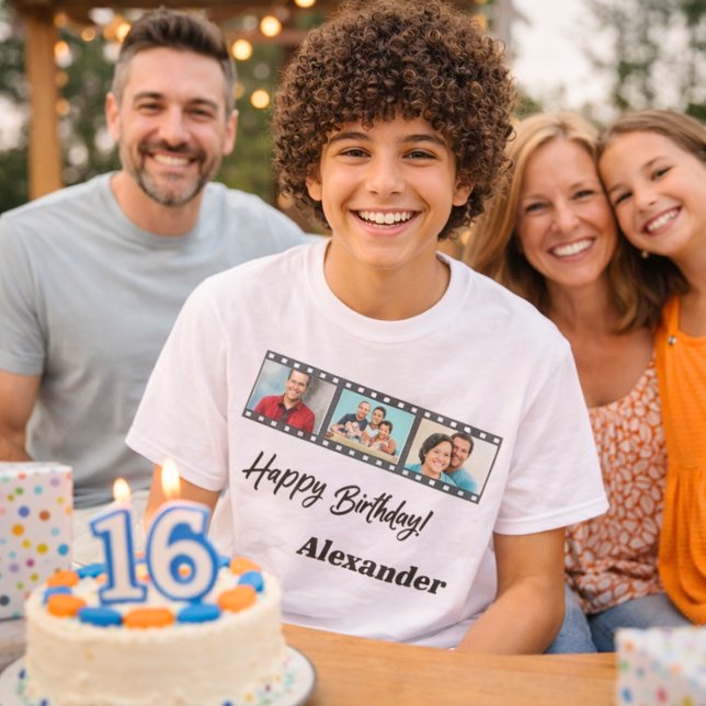 Photo collage film name birthday guy t shirt (Skapare uppladdad)