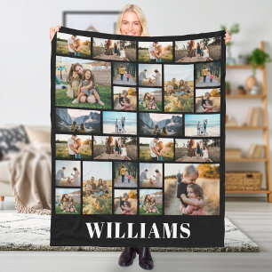 Photo Collage för Family Personlig Namn Anpassning Fleecefilt