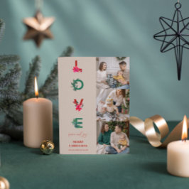 Photo Collage för julfamiljen | Kärlek Peace Joy Julkort