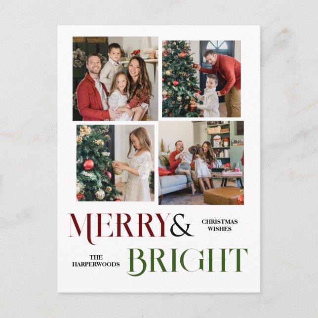 Photo Collage för Julskript-helgdagar Helg Vykort (Framsida)