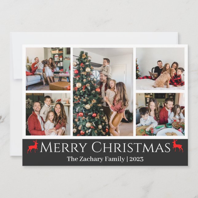 Photo Collage för Julskript-helgdagar Julkort (Framsida)