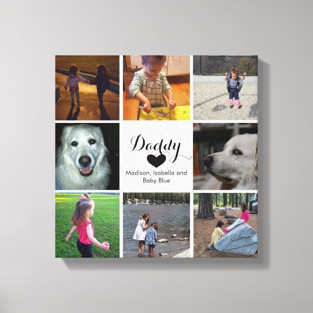 Photo Collage for Pappa, Grandpa, Fars dag Gift Canvastryck (Framsida)