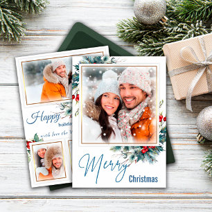 Photo Collage God jul Blue Stil Wish Card