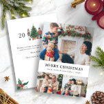 Photo Collage God jul Julkort<br><div class="desc">Fotokollage God jul Helgdag Card. Det här söta och unika fotokortet i God jul har en fotokollage på 3 foton på framsidan och text som gör att du kan anpassa dig. I baksidan finns en handmålad nötköttsmatare i leksak runt ett vackert träd med text för att lägga till ett anpassningsbar-meddelande....</div>