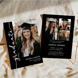 Photo Collage Graduate Graduation Party Invitation Inbjudningar