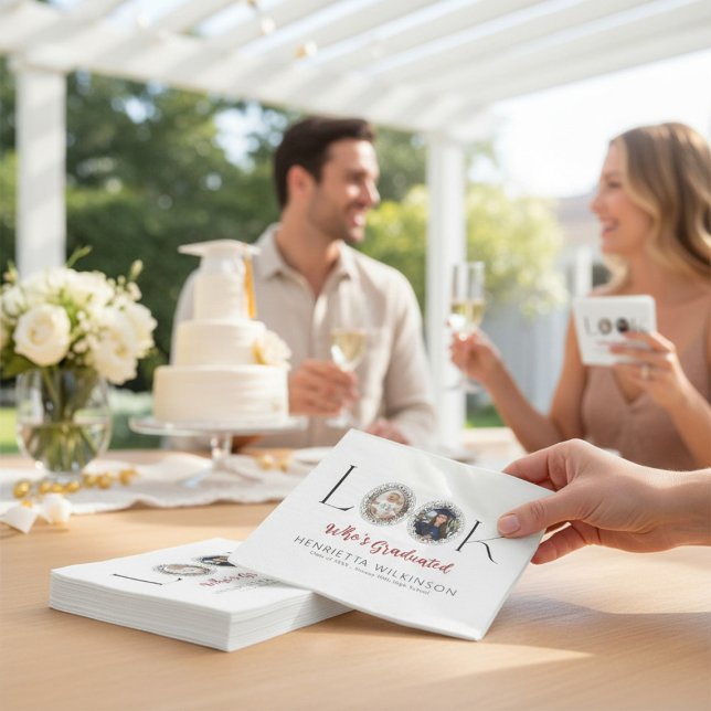 Photo Collage Graduation Elegant Script  Pappersservett (Skapare uppladdad)